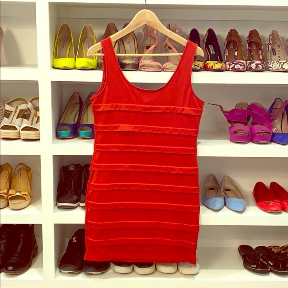 Burnt orange ribbed tank dress